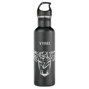 Zwart-witte tribale bull / Ox Waterfles