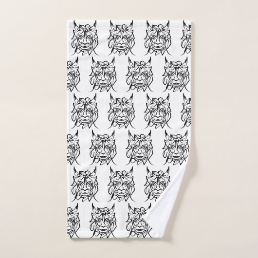 Zwart-witte tribale draak bad handdoek (Handdoek)