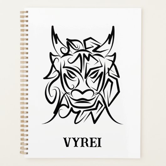 Zwart-witte tribale draak planner (Voorkant)