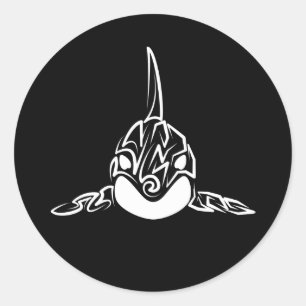 Zwart-witte tribale orca ronde sticker