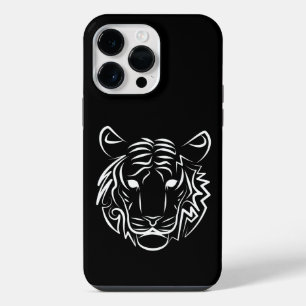 Zwart-witte tribale tijger iPhone 14 pro max hoesje