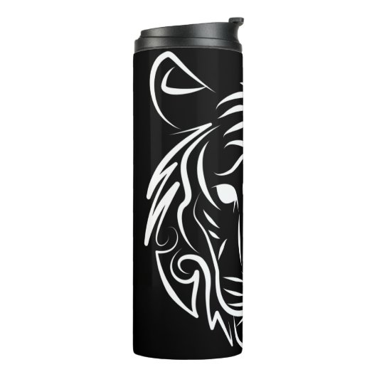 Zwart-witte tribale tijger thermosbeker (Gedraaid links)