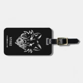 Zwart-witte tribale Wolf Bagagelabel (Voorkant horizontaal)