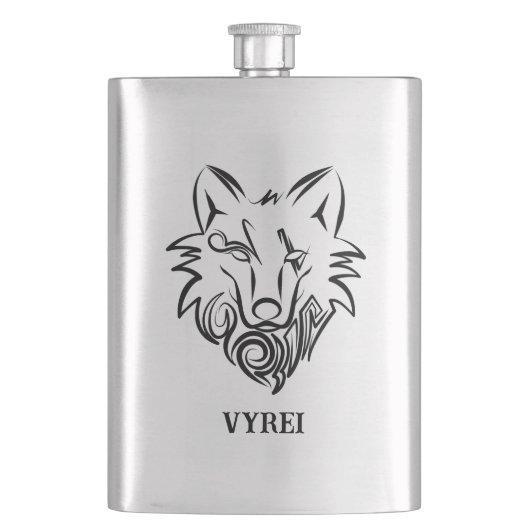 Zwart-witte tribale Wolf Flacon (Voorkant)