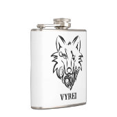 Zwart-witte tribale Wolf Heupfles (Rechts)