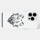 Zwart-witte tribale Wolf iPhone Hoesje (Achterkant horizontaal)
