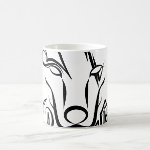 Zwart-witte tribale Wolf Koffiemok