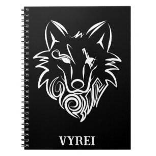 Zwart-witte tribale Wolf Notitieboek