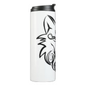 Zwart-witte tribale Wolf Thermosbeker (Gedraaid links)