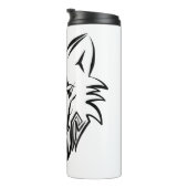 Zwart-witte tribale Wolf Thermosbeker (Geroteerd rechts)