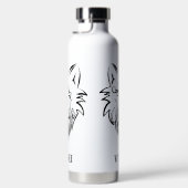 Zwart-witte tribale Wolf Waterfles (Rechts)
