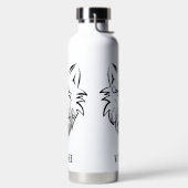 Zwart-witte tribale Wolf Waterfles (Links)