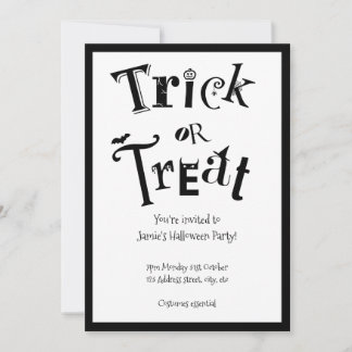Zwart-witte trick or treat kaart