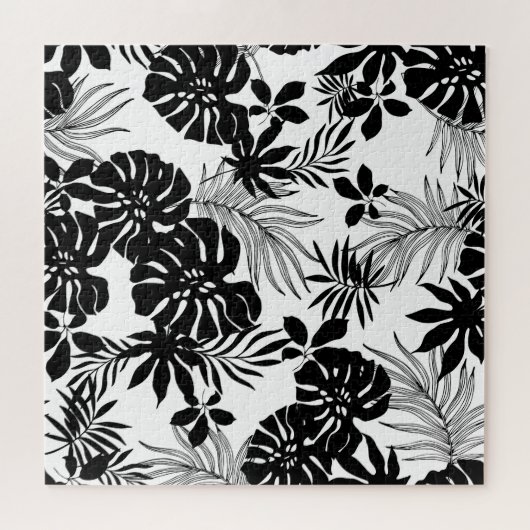 Zwart-witte tropen: Silhouetted Natuur Legpuzzel (Horizontaal)