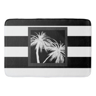 Zwart & Witte Tropische Palmboom Moderne Chic Badmat