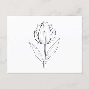 Zwart-witte Tulip line kunst Briefkaart