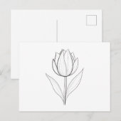 Zwart-witte Tulip line kunst Briefkaart (Voorkant / Achterkant)