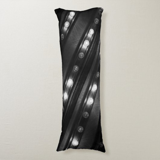 Zwart-witte Twinkle-lichten Lichaamskussen (Voorkant Verticaal)