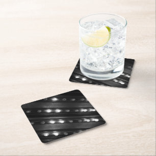 Zwart-witte Twinkle-lichten Vierkante Kartonnen Onderzetter