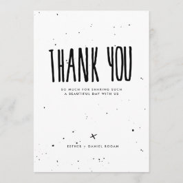 Zwart-witte typografie Splatter Dank u Bedankkaart