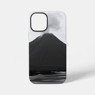 Zwart-witte uitbarsting van een vulkaan iPhone 12 mini hoesje