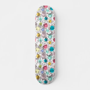 Zwart-witte Unicorn-schets - kleurrijke pooldots Skateboard