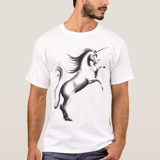 Zwart-witte unicorn t-shirt (Voorkant)
