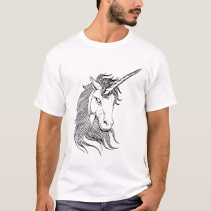 Zwart-witte unicorn t-shirt