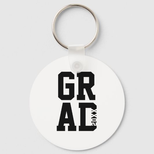 Zwart Witte Universiteitskleuren Afstudeercadeau Sleutelhanger (Voorkant)