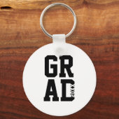 Zwart Witte Universiteitskleuren Afstudeercadeau Sleutelhanger (Voorkant)