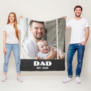 Zwart Witte Vader Opgericht Vet Foto Fleece Deken