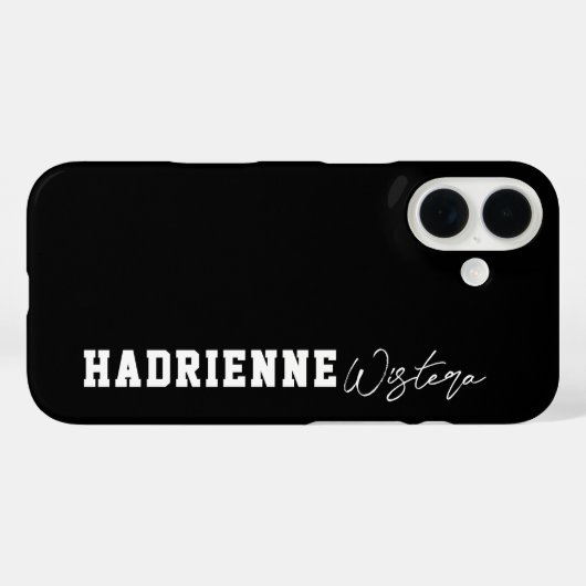 Zwart Witte Varsity College Monogram Script Naam Case-Mate iPhone Case (Achterkant (horizontaal))