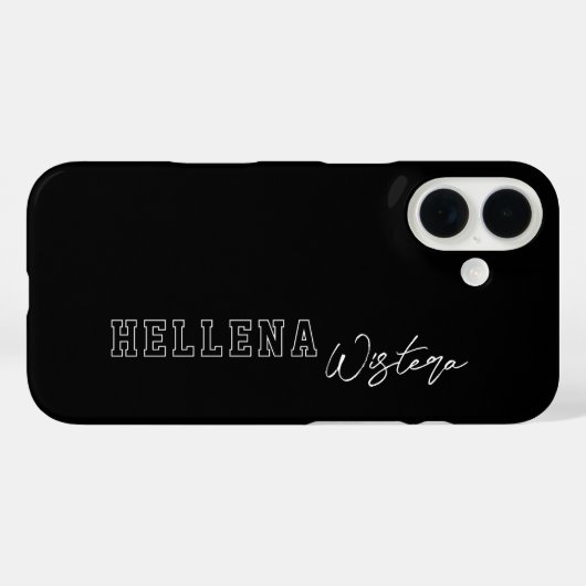 Zwart Witte Varsity College Monogram Script Naam Case-Mate iPhone Case (Achterkant (horizontaal))