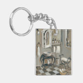 Zwart-witte verrijkte Franse badkamer Sleutelhanger (Voorkant Links)
