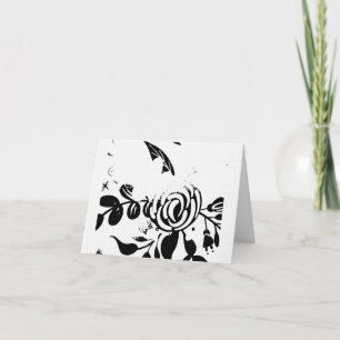 Zwart & Witte Vervagende Bloem Notecard 4x6 Bedankkaart