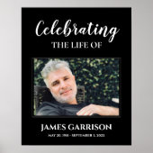 Zwart-witte viering van het leven met foto-rouwadv poster (Voorkant)