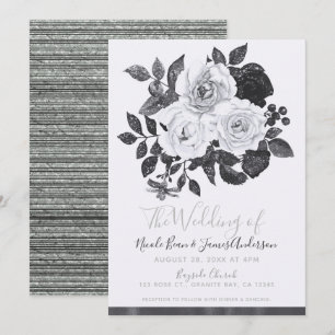 Zwart & Witte Vintage Bloemen Moderne Bloemrijke C Kaart