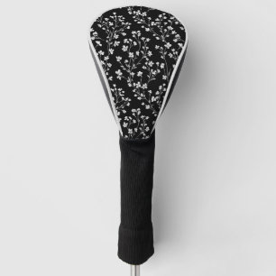 Zwart Witte Vintage Bloemige Naadloos Patroon (4) Golfheadcover