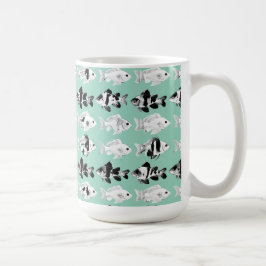 Zwart-witte vis op een turquoise achtergrond koffiemok