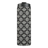 Zwart-witte vleermuis Damask Thermosbeker (Voorkant)