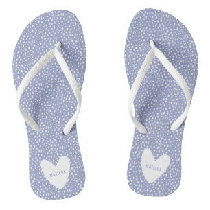Zwart-witte vlek met hart gepersonaliseerd teenslippers