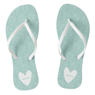Zwart-witte vlek met hart gepersonaliseerd teenslippers