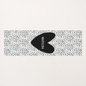 Zwart-witte vlek met hart gepersonaliseerd yogamat (Achterkant (horizontaal))