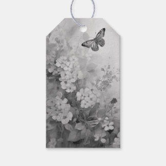 Zwart-witte vlinder cadeaulabel