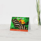 Zwart witte vlinder foto aangepaste naam dank je w bedankkaart (Voorkant)