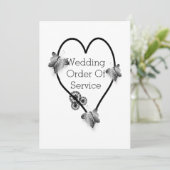 Zwart-witte vlinder hart bruiloft programma (Staand voorkant)