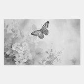 Zwart-witte vlinder rechthoekige sticker (Voorkant)