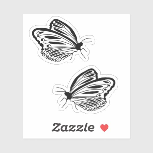 Zwart Witte Vlinder Sticker (Vel)