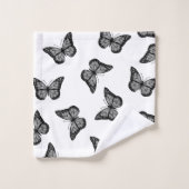 Zwart-Witte Vlinders Badkamer Handdoeken Set (Wasdoekje)