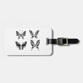 Zwart-witte vlinders bagagelabel